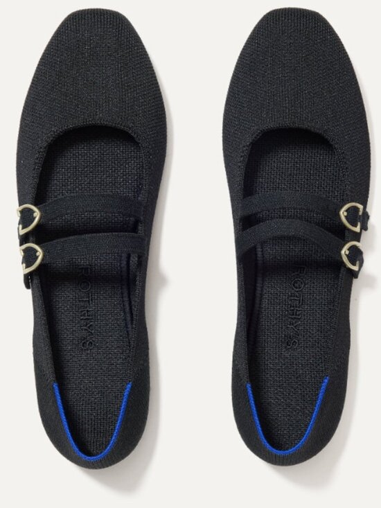 Rothy's Shoes - Rothy's "The Double Buckle Mary Jane"  Black w/Blue Trim, Size 8 - NWOT